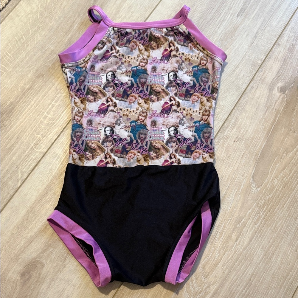Custom Taylor Swift Girls' Purple and Black Printed Leotard